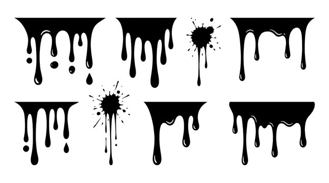 Black paint drip and ink splatter silhouettes.