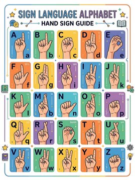 Sign language alphabet hand sign guide chart