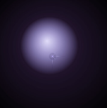 Abstract glowing purple sphere with a bright lens flare effect, digital art composition featuring a soft gradient orb against a dark background isolated on transparent background