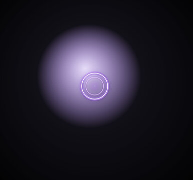 Abstract glowing purple sphere with concentric rings in the center isolated on transparent background