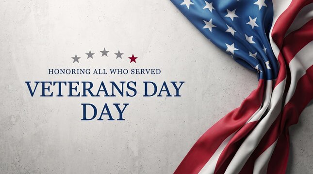 Veterans day background with a folded american flag on a textured grey surface honoring all who served