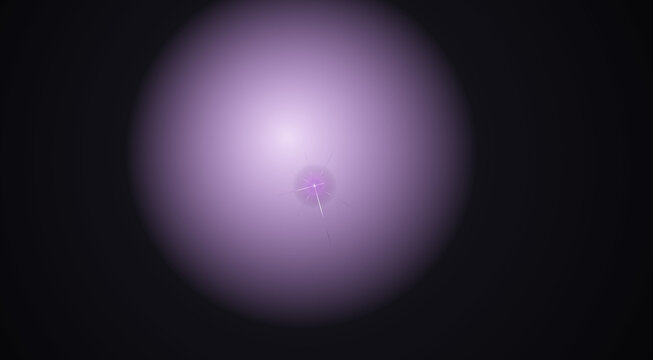 Abstract purple glowing sphere with a central starburst effect on a dark background isolated on transparent background