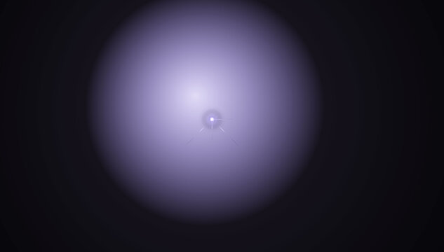 Abstract glowing purple sphere with a bright light flare in the center isolated on transparent background