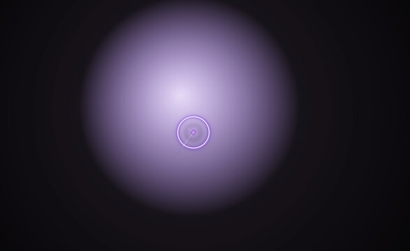 Abstract glowing purple sphere with a central light flare, digital art background with soft radial gradient and lens effect isolated on transparent background