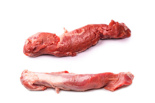 Raw pork tenderloin isolated on a white background.