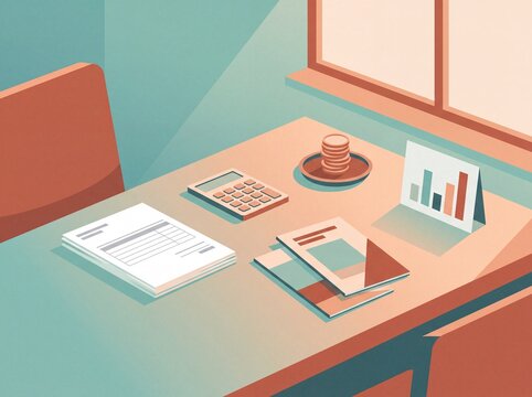 Payment plan on university finance office desk from above