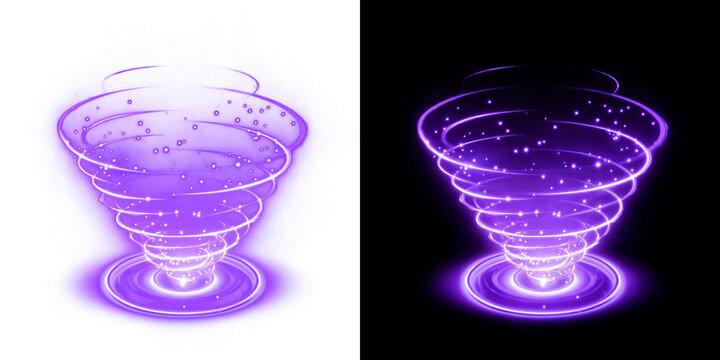 Purple magic portal effect, glowing energy vortex, mystical swirling light trail with sparkles