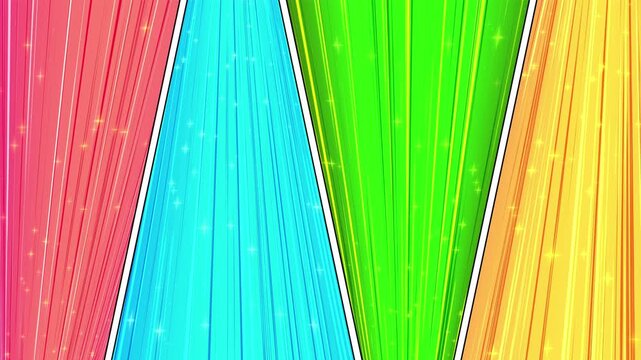 Animated Vertical Comic Strip Layout with Speed Lines and Pop Art Effects