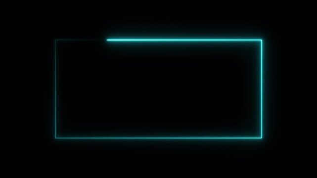 Cyan geometric outlines animate across a dark background with subtle glow for technology or data presentation