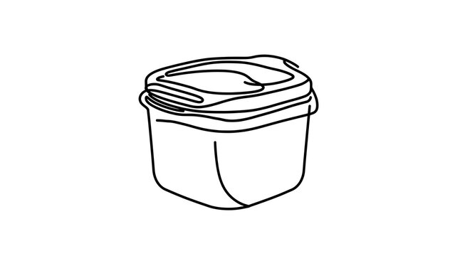 Plastic container with lid white background.