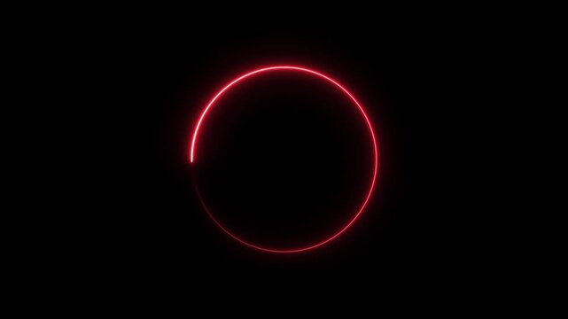 Red Loading Circles Spinning on Black Background Cinematic Loop with Copy Space for UI Design