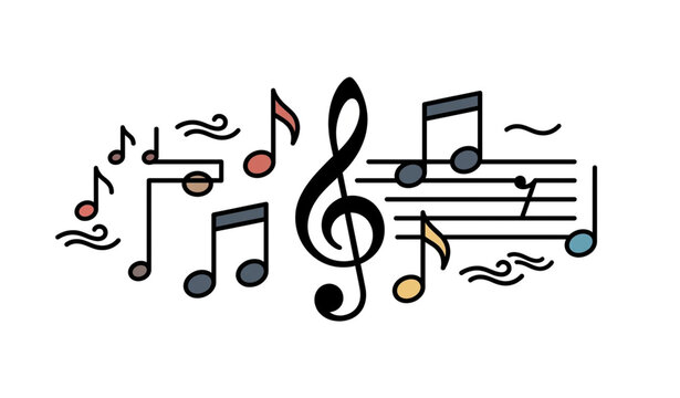 Modern Music Notes and Treble Clef Icon Collection with Melody Symbols Vector Illustration