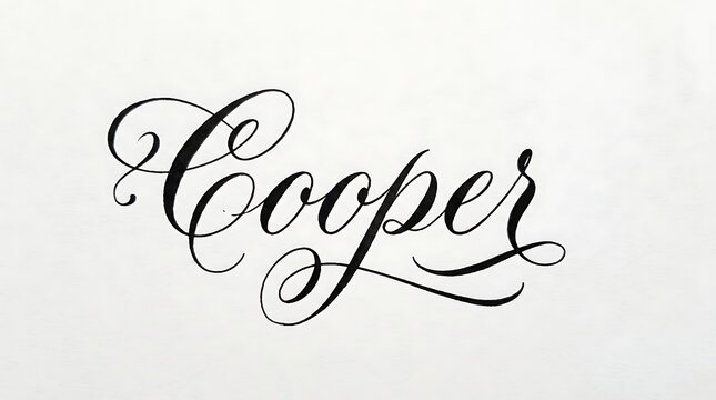 Handwritten calligraphy of the name Cooper. Elegant cursive lettering on white paper.
