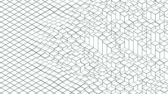 Abstract Isometric Wireframe Cubes Grid Background Seamless Loop Animation