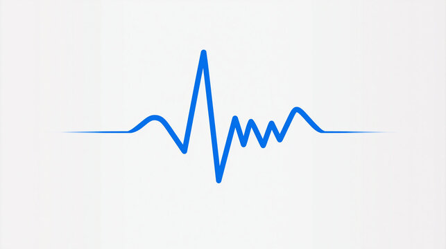 Blue heartbeat cardiogram line isolated on white background. Medical symbol for health monitoring and patient data.