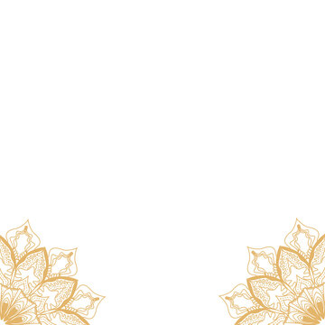 Elegant gold mandala design on white background for invitations
