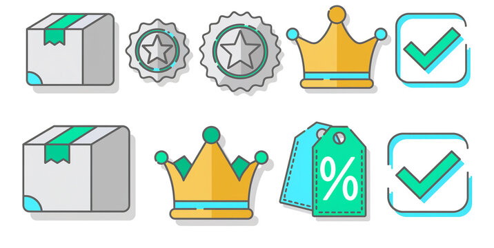 Firefly Stylish Vector Icon Set for Website Pricing Tables and Subscription Plans with Badges and Crowns