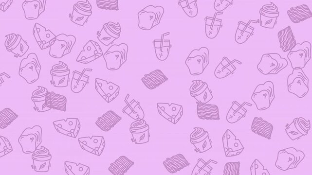 Dessert icons pattern creates a sweet aesthetic on this soft purple background for creative projects.