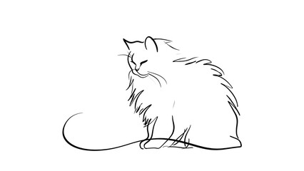Naklejka premium Fluffy cat illustration on white background.