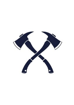 Crossed Firefighter Axes Icon - Minimalist Fire Department Emblem Silhouette for Rescue and Emergency Services Design