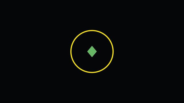 Minimalist abstract motion with pulsing yellow circle and geometric diamond shape animation 4k