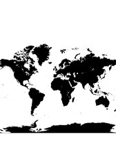 Fototapeta premium Minimalist Black and White World Map Silhouette Isolated on White Background for Global Business and Travel Concepts
