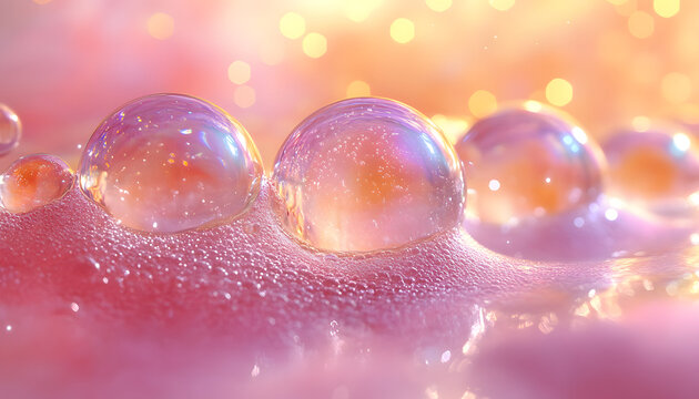 Ultra Realistic 3D Macro Render of Iridescent Soap Bubbles with Ultra Detailed Surface, Rainbow Reflections and Abstract Liquid Texture