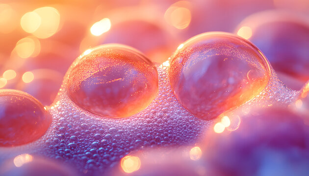 Ultra Realistic 3D Macro Render of Iridescent Soap Bubbles with Ultra Detailed Surface, Rainbow Reflections and Abstract Liquid Texture