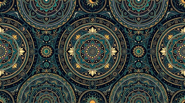 Intricate mandala pattern with celestial and floral elements
