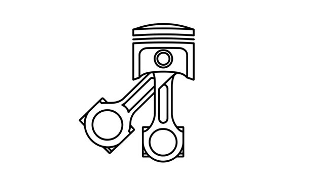 Piston connecting rod engine part white background.