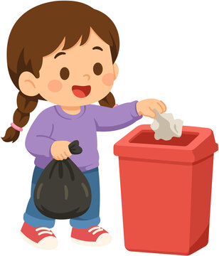 Girl Trash Bag Recycling Bin