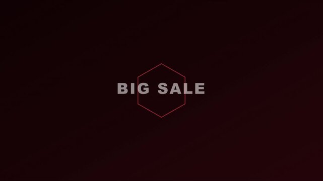 Big sale promotional motion with animated hexagon frame for retail marketing and e-commerce advertising animation 4k