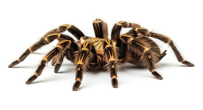 Macro Shot of a Chaco Golden Knee Tarantula Spider Isolated on a White Background for Commercial Use