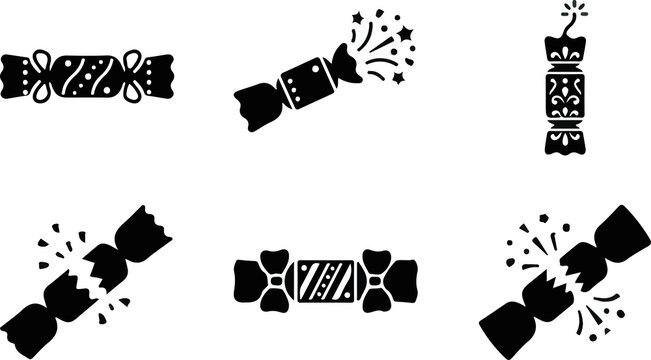 Christmas cracker vector silhouette icon set holiday celebration party