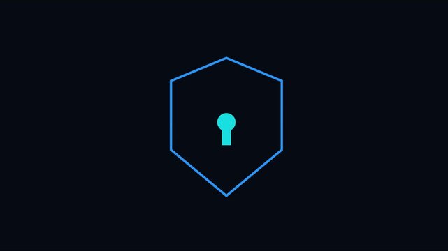 Cybersecurity shield animation with keyhole symbol for digital data protection and online privacy concept 4k
