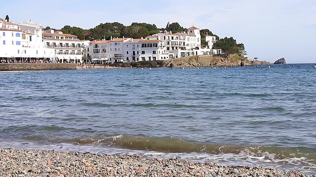 Traditional white architecture of coastal town Cadaques against Mediterranean Sea. The coast of Cadaqus, Spain 09.04.2026