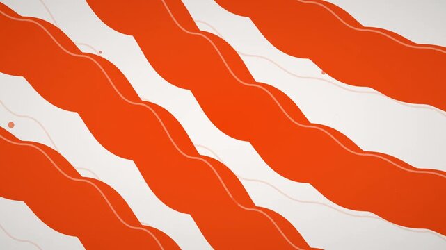 Vibrant red curved ribbons with white stitching detail, dynamic flowing motion, seamless loop, symbolizing energy, movement, and modern design aesthetics