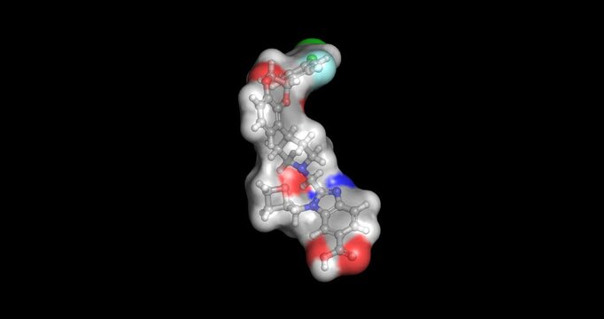 Safiglipron, oral non-peptide GLP-1 receptor agonist for obesity and weight loss, 3D molecule 4K spinning