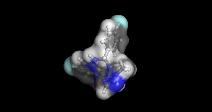 Talzenna (talazoparib), potent PARP inhibitor anticancer drug, 3D molecule 4K spinning