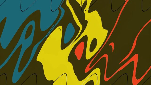 Abstract Retro Groovy Green Yellow Liquid Swirl Background