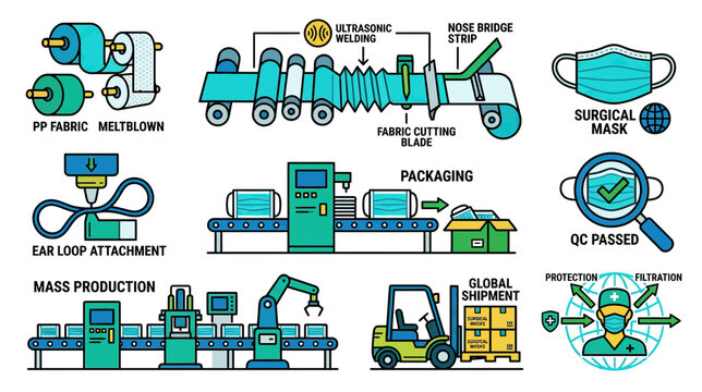Surgical Mask Production Process Infographic