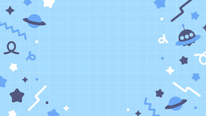 宇宙 かわいい ポップ 星 カラフル 配信 サムネイル バナー デザイン 背景 イラスト   © ラムネマテリアル（公式）
