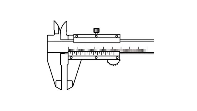 Precision caliper tool illustration white background.