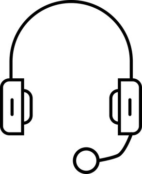 Thin Line Headset with Microphone Icon PNG Isolated on Transparent Background for Customer Support, Contact Center, and Communication