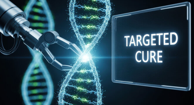 Gene editing therapies advance targeted cure with robotic precision and futuristic technology for innovative medical solutions and hope
