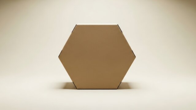 Hexagonal box with a smooth surface casting a shadow