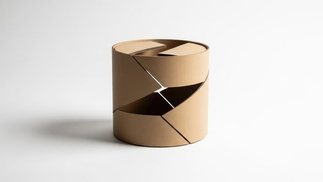 Abstract geometric paper sculpture on a white background