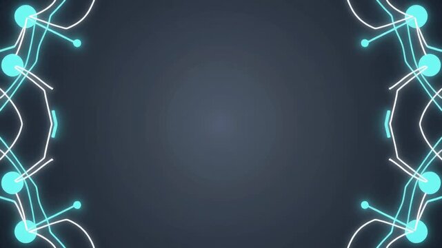紺色の空間に節点と曲線が広がる人工知能ネットワークの動く映像