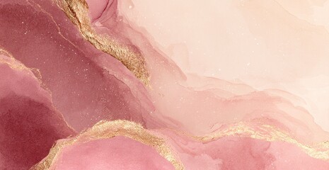 Fototapeta premium Elegant Pink and Gold Abstract Fluid Art Background.