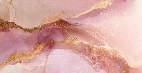 Fototapeta premium Abstract Pink and Gold Fluid Art Swirls.
